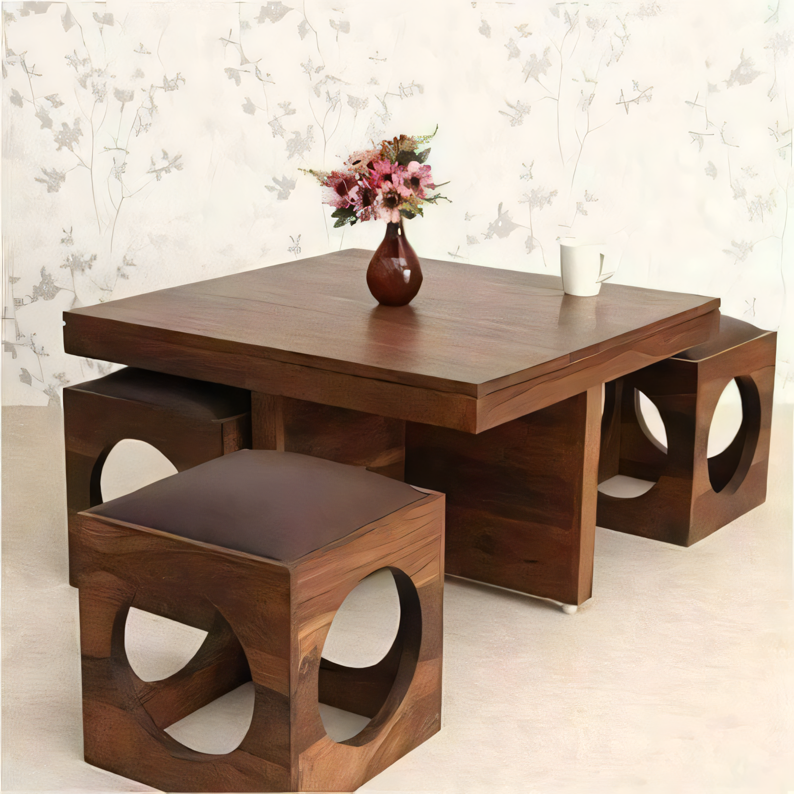 وحدة طاولة بنية - 80 × 80 × 40 سم | TA3 